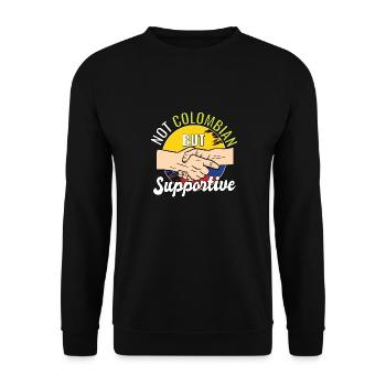 Not Colombian But Supportive Country Traveler - Unisex Pullover - Schwarz - Vorne - Alina (178cm) & Michal (187cm)