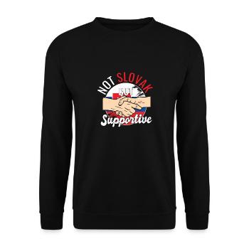 Not Slovak But Supportive Country Traveler - Unisex Sweatshirt - black - Front - Alina (178cm) & Michal (187cm)