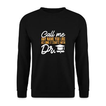 PhD Graduate Doktorgrad Ph.D. Promotion - Unisex Pullover - Schwarz - Vorne - Alina (178cm) & Michal (187cm)
