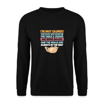 I'm Not Clumsy The Floor Hates Me Foolish Cat - Unisex Sweatshirt - black - Front - Alina (178cm) & Michal (187cm)