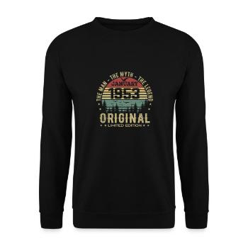 72 Year Old Birthday Gift, Born In January 1953 - Unisex Sweatshirt - black - Front - Alina (178cm) & Michal (187cm)