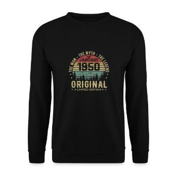 75 Jahre altes Geburtstagsgeschenk, geboren im Januar 195 - Unisex Pullover - Schwarz - Vorne - Alina (178cm) & Michal (187cm)