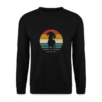 Retro Dackel Dackelhund Hund Silhouette Geschenk - Unisex Pullover - Schwarz - Vorne - Alina (178cm) & Michal (187cm)