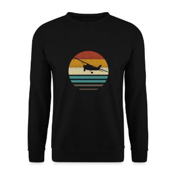 Flugzeug Flieger retro vintage Pilot Geschenk - Unisex Pullover - Schwarz - Vorne - Alina (178cm) & Michal (187cm)