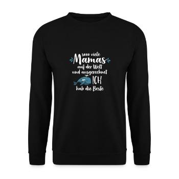 So viele Mamas auf der Welt Muttertag Geschenk - Unisex Pullover - Schwarz - Vorne - Alina (178cm) & Michal (187cm)