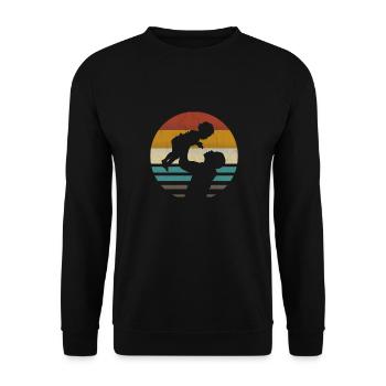 papa père fils de père cadeau rétro vintage - Sweat-shirt Unisexe - noir - Devant - Alina (178cm) & Michal (187cm)