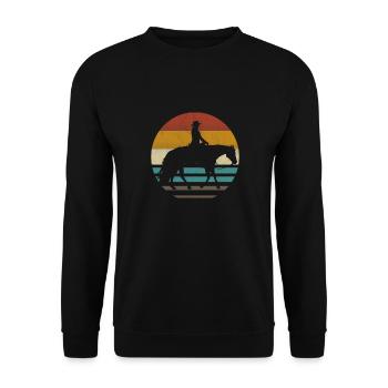 Western Riding Western Rider Horse Cowgirls Retro - Unisex Sweatshirt - black - Front - Alina (178cm) & Michal (187cm)