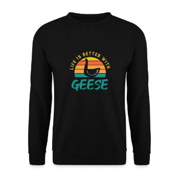 La vie avec les oies, l'oiseau, la nature, - Sweat-shirt Unisexe - noir - Devant - Alina (178cm) & Michal (187cm)