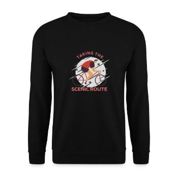 Taking The Scenic Route Retro Biking - Unisex Sweatshirt - black - Front - Alina (178cm) & Michal (187cm)