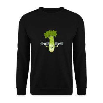 Celery Lifting Weights Ironic Leek Gym Workout - Unisex Sweatshirt - black - Front - Alina (178cm) & Michal (187cm)