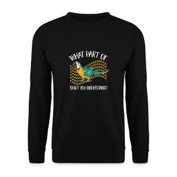 Ara à poitrine jaune Perroquet bleu et ara jaune - Sweat-shirt Unisexe - noir - Devant - Alina (178cm) & Michal (187cm)