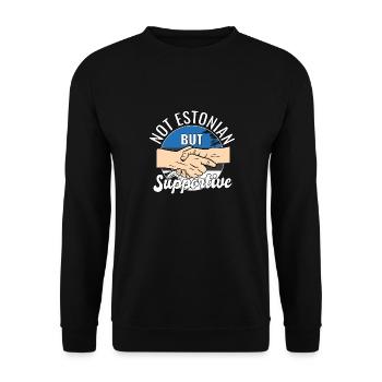 Not Estonian But Supportive Country Traveler - Unisex Sweatshirt - black - Front - Alina (178cm) & Michal (187cm)