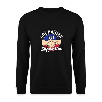 Pas haïtien mais un voyageur de campagne solidaire Haïti - Sweat-shirt Unisexe - noir - Devant - Alina (178cm) & Michal (187cm)