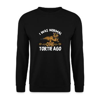 Schildpatt Katze Tortoiseshell Cat Tortie - Unisex Pullover - Schwarz - Vorne - Alina (178cm) & Michal (187cm)