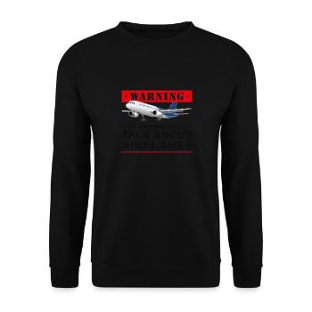 Lustiger Pilot, Flugzeug - ich darf darüber reden - Unisex Pullover - Schwarz - Vorne - Alina (178cm) & Michal (187cm)