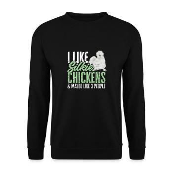 Seidenhuhn Poulet soyeux - Sweat-shirt Unisexe - noir - Devant - Alina (178cm) & Michal (187cm)