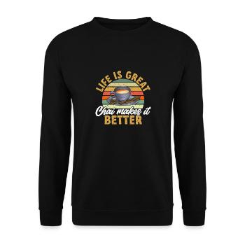 Chai Tee Masala Chai - Unisex Pullover - Schwarz - Vorne - Alina (178cm) & Michal (187cm)