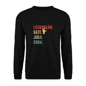 20th Birthday Man Woman Legendary Since July 2004 - Unisex Pullover - Schwarz - Vorne - Alina (178cm) & Michal (187cm)