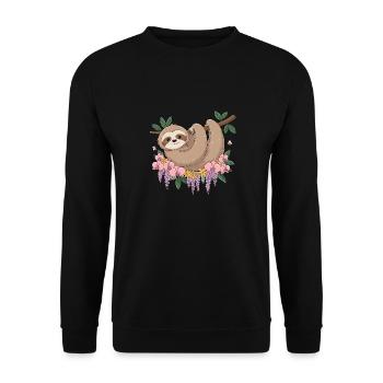 Lustiges Faultier Relax für Kinder - Unisex Pullover - Schwarz - Vorne - Alina (178cm) & Michal (187cm)