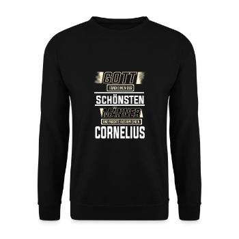 Cornelius, the most beautiful man, formed by God - Unisex Sweatshirt - black - Front - Alina (178cm) & Michal (187cm)