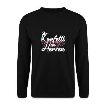 Konfetti im Herzen Fasching Karneval Konfetti - Unisex Pullover - Schwarz - Vorne - Alina (178cm) & Michal (187cm)