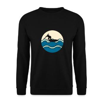 Vintage Classic Ride With The Wave Surfing - Unisex Sweatshirt - black - Front - Alina (178cm) & Michal (187cm)