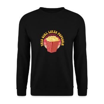 Girl Likes Popcorn Eating Healthy Corn - Unisex Sweatshirt - black - Front - Alina (178cm) & Michal (187cm)