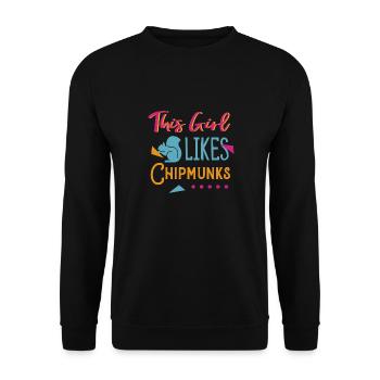 Fille aime les tamias animaux sauvages de la forêt - Sweat-shirt Unisexe - noir - Devant - Alina (178cm) & Michal (187cm)