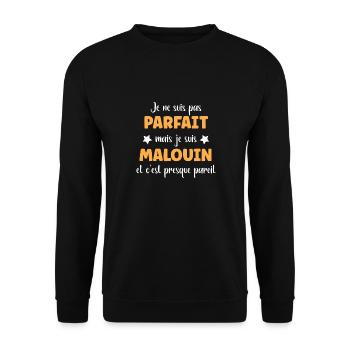 Je ne suis pas parfait mais Malouin - Sweat-shirt Unisexe - noir - Devant - Alina (178cm) & Michal (187cm)