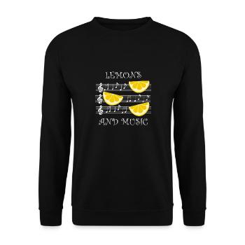 Lemons and Music Notes Musician Clef - Unisex Sweatshirt - black - Front - Alina (178cm) & Michal (187cm)