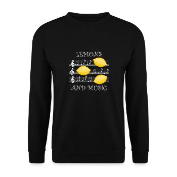Musique et agrumes Citron Vitamines Funny Musician - Sweat-shirt Unisexe - noir - Devant - Alina (178cm) & Michal (187cm)