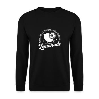 Denken Sie an Limonaden, Zitrusfrüchte, - Unisex Pullover - Schwarz - Vorne - Alina (178cm) & Michal (187cm)