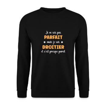 Je ne suis pas parfait mais droitier - Sweat-shirt Unisexe - noir - Devant - Alina (178cm) & Michal (187cm)