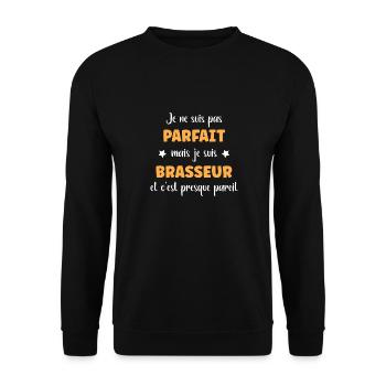 Je ne suis pas parfait mais Brasseur - Sweat-shirt Unisexe - noir - Devant - Alina (178cm) & Michal (187cm)