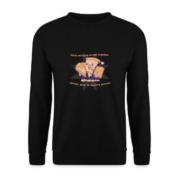 La pizza rassemble les gens Amateur de pizza au fromage - Sweat-shirt Unisexe - noir - Devant - Alina (178cm) & Michal (187cm)