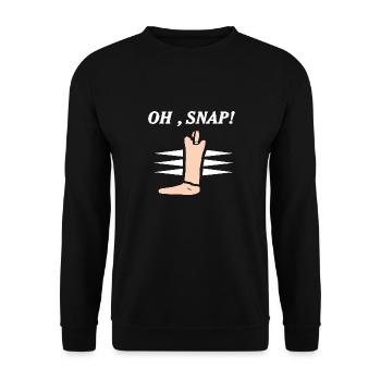Oh, Snap! Funny Prosthesis Prosthetic Designs - Unisex Sweatshirt - black - Front - Alina (178cm) & Michal (187cm)