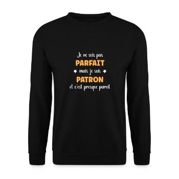 Je suis pas parfait je suis patron - Sweat-shirt Unisexe - noir - Devant - Alina (178cm) & Michal (187cm)