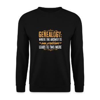 Genealogie Ahnenforschung Ahnenforscher - Unisex Pullover - Schwarz - Vorne - Alina (178cm) & Michal (187cm)