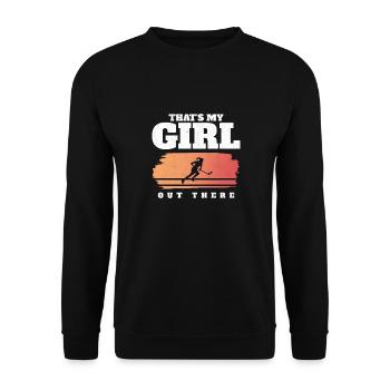 That's My Girl Out There Goalkeeper Field Hockey L - Unisex Pullover - Schwarz - Vorne - Alina (178cm) & Michal (187cm)