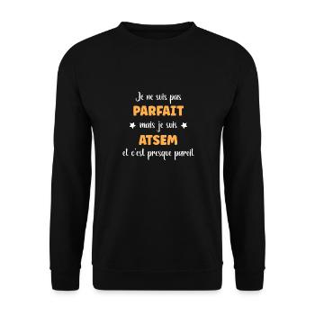 atsem - Sweat-shirt Unisexe - noir - Devant - Alina (178cm) & Michal (187cm)