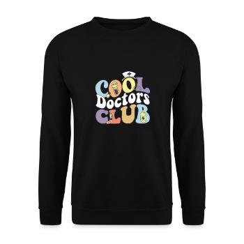 Cool Doctors Club Phisician Practitioner PHD MD - Unisex Pullover - Schwarz - Vorne - Alina (178cm) & Michal (187cm)