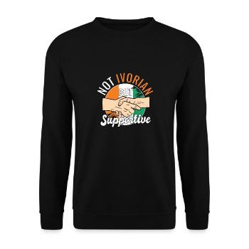 Pas ivoirien mais un voyageur de campagne solidaire Ivory - Sweat-shirt Unisexe - noir - Devant - Alina (178cm) & Michal (187cm)