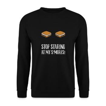 Camping Campfire Marshmallow Funny Stop Staring At - Unisex Sweatshirt - black - Front - Alina (178cm) & Michal (187cm)