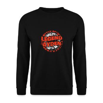 Geschenk für Ayden - Unisex Pullover - Schwarz - Vorne - Alina (178cm) & Michal (187cm)
