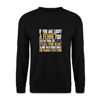 Frettchen Besitzer Frettchen - Unisex Pullover - Schwarz - Vorne - Alina (178cm) & Michal (187cm)