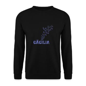 Geschenk für Cäcilia - Unisex Pullover - Schwarz - Vorne - Alina (178cm) & Michal (187cm)