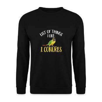 Molina Parakeet Parrot Bird Parakeet - Unisex Sweatshirt - black - Front - Alina (178cm) & Michal (187cm)
