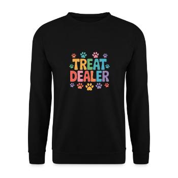Treat DealerLustiges Hunde Design - Unisex Pullover - Schwarz - Vorne - Alina (178cm) & Michal (187cm)