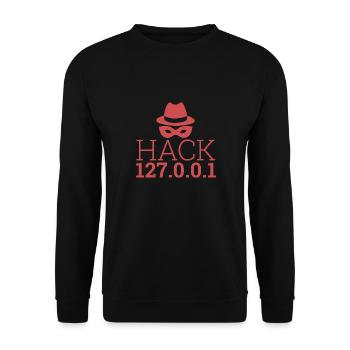 "Hack 127.0.0.1" | Hacker - Unisex Pullover - Schwarz - Vorne - Alina (178cm) & Michal (187cm)