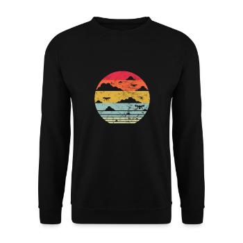 Drone pilot retro sky sunset quadrocopter flying - Unisex Pullover - Schwarz - Vorne - Alina (178cm) & Michal (187cm)